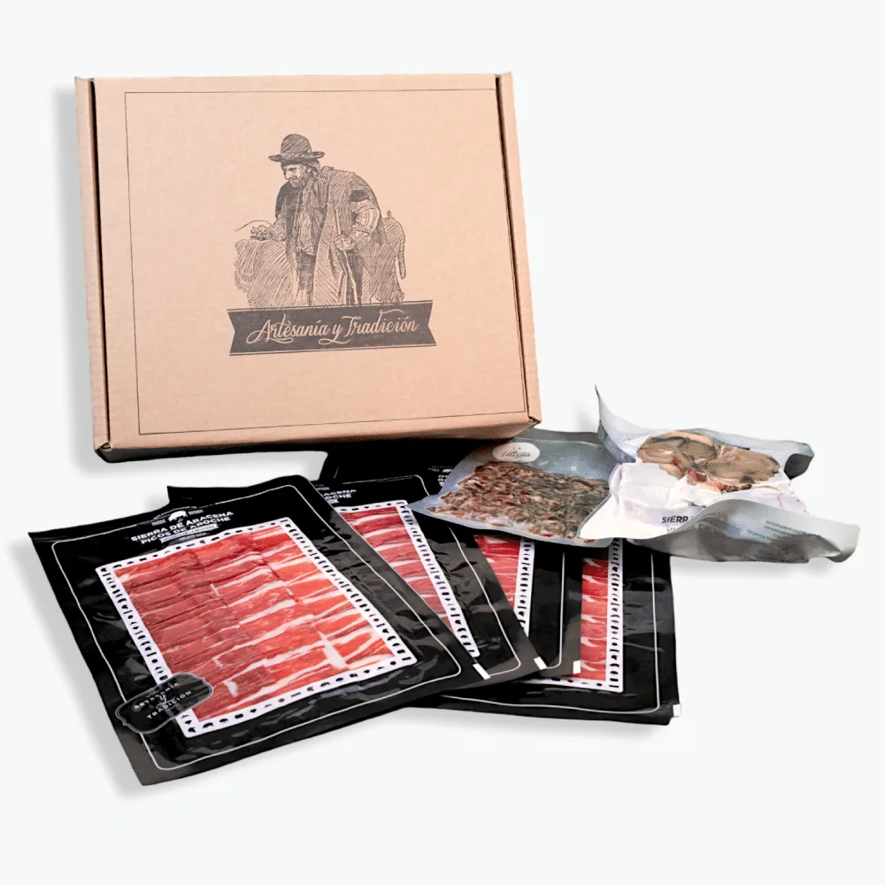 LONCHEADO de Jamón PLATA NEGRA "5 QUILATES", 15 sobres de 100 gr. + huesos y tacos