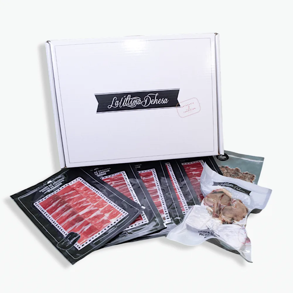 LONCHEADO de Jamón DIAMANTE NEGRO Bellota Ibérico, 15 sobres de 100 gr. + huesos y tacos