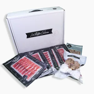 LONCHEADO de Jamón DIAMANTE NEGRO Bellota 100 % Ibérico, 15 sobres de 100 gr. + huesos y tacos